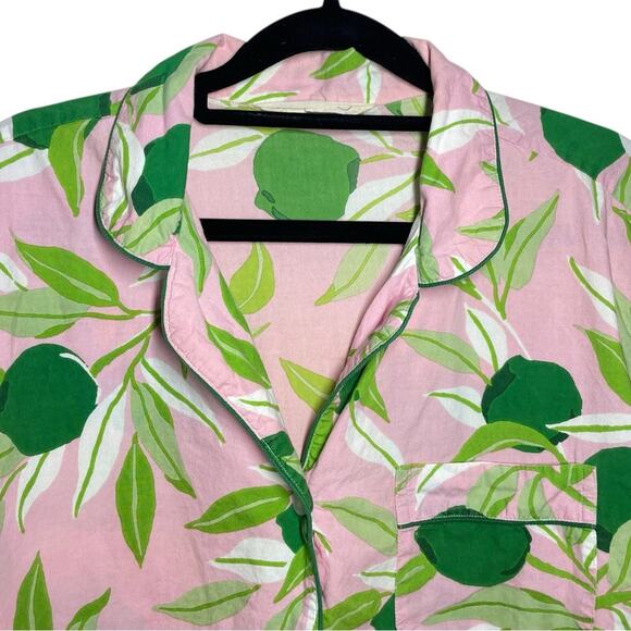 Printfresh Organic Cotton Pink Green Lime Print Long Sleeve Pajama Top Small - Picture 3 of 8